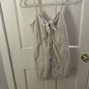 Abercrombie and Finch pink, and white striped dress with button detailing